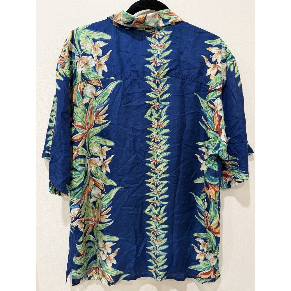 Silk Traders Hawaii‎ Sunrise Ent USA 100% Silk Button Up Shirt XL Wood Buttons - Picture 4 of 4